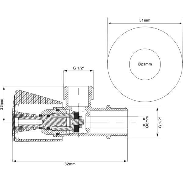 Llave Angular Cromada de 1/2 HE14
