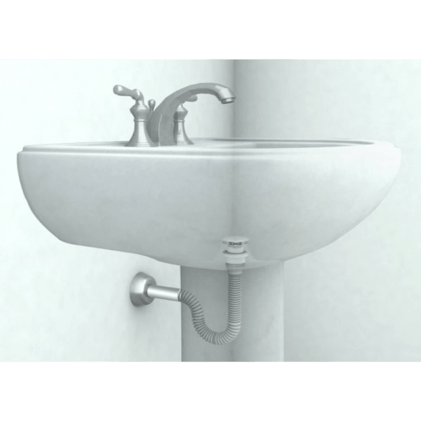 Sifón Corrugado Extensible Para Lavatorio y Bidet, Plástico PP de Color Blanco y Cola ABS Cromada de 190 mm2