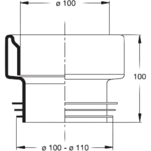 Adaptador PVC Blanco Para Taza WC, de Ø100/110 mm4