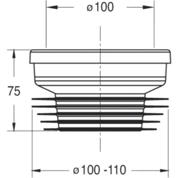 Adaptador PP Blanco Para Taza WC, de Ø100/110 mm2