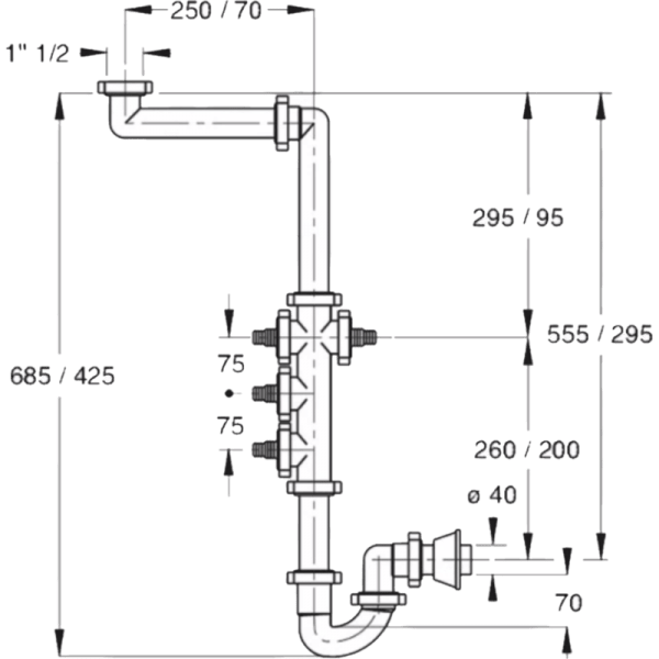 Trampa Para Descarga de Lavaplatos, Una Taza. Dos Conexiones Lavadora/Lavavajillas2