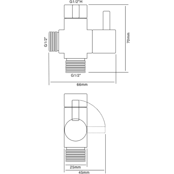 Llave Derivadora Para Ducha Con Cierre Cerámico2