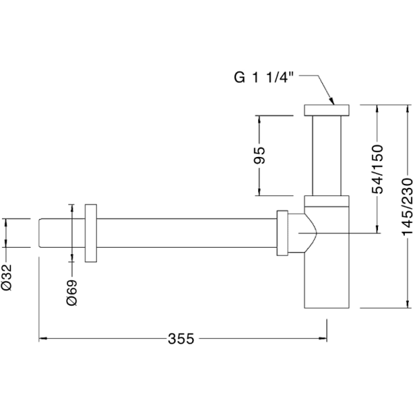 Sifón Para Lavatorio de 1 1/4, Con Tubo de 30 cm5