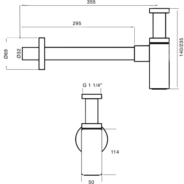 Sifón Para Lavatorio de 1 1/4, Con Tubo de 30 cm2