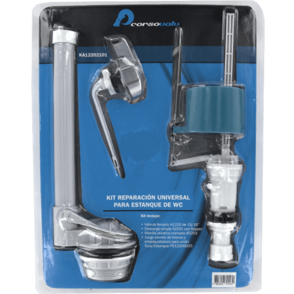 Kit Completo Universal Para Estanque WC, Con Válvula de 15/16 Descarga de 2, Manilla y Pernos de Bronce2