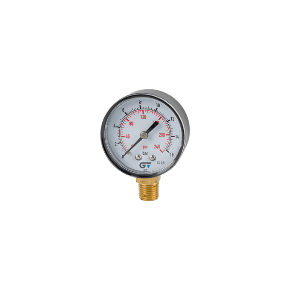 Manómetro Con Glicerina de Ø100 Caja Ac. Inox. Rosca 1/4 M Gas. Salida Inferior3
