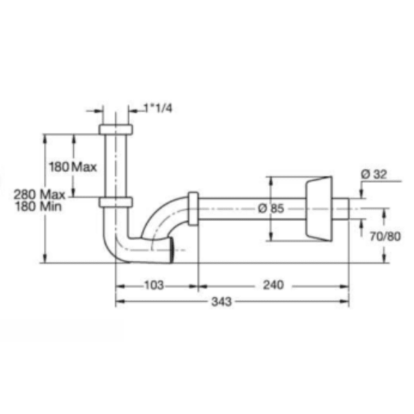 Sifón de Plástico PP 1 1/4 Ø32 X 230 mm4
