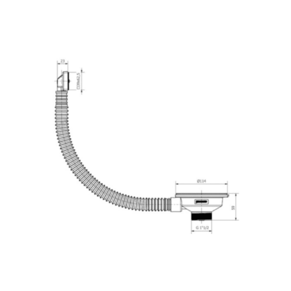 Desagüe con Plato de Ø115 Para Lavaplatos, Con Perforación de Ø89 Salida de 1 1/22