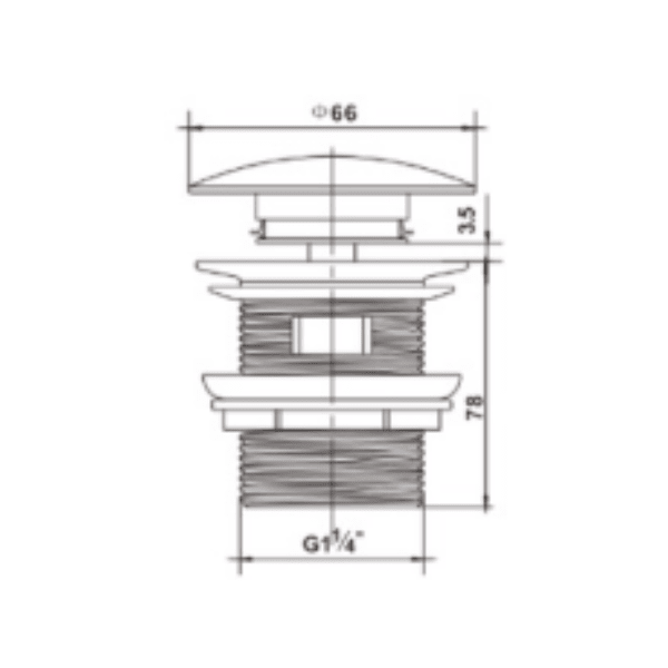 Desagüe Pop Up Para Lavatorio de 1 1/4 Con Tapón de Latón Cromado y Tuerca Plástica4