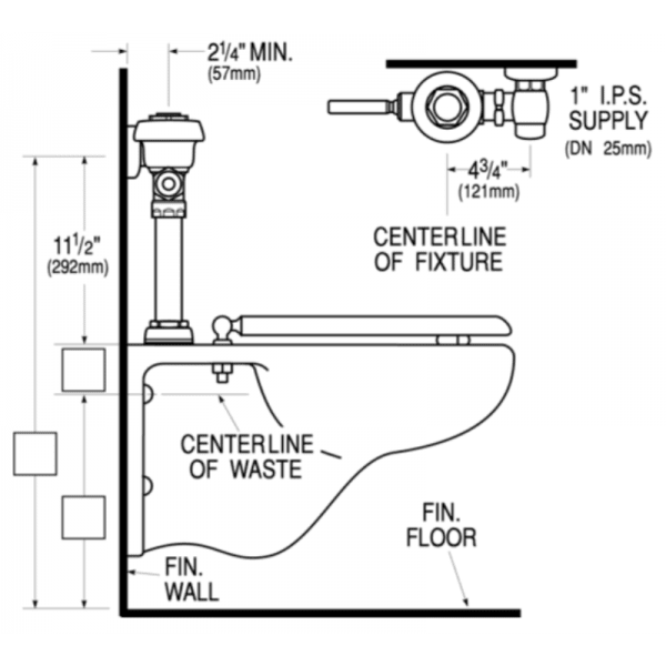 Fluxómetro Expuesto Royal, Suministro de 1 y Acople Con Taza de 1 1/26