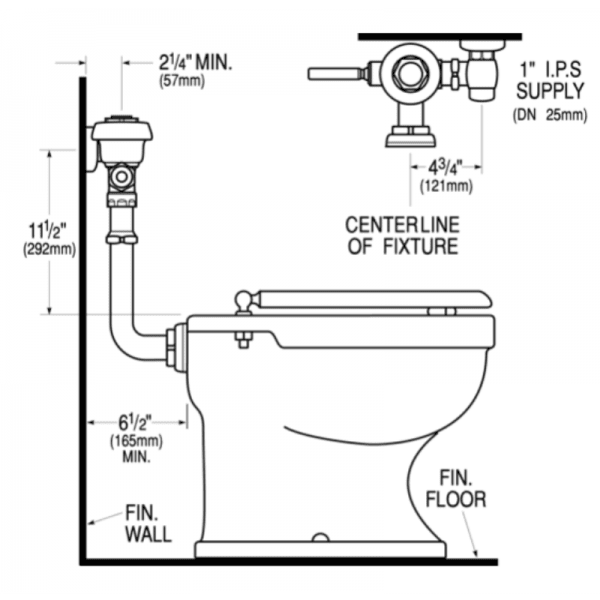 Fluxómetro Expuesto Royal, Suministro de 1 y Acople Con Taza de 1 1/22