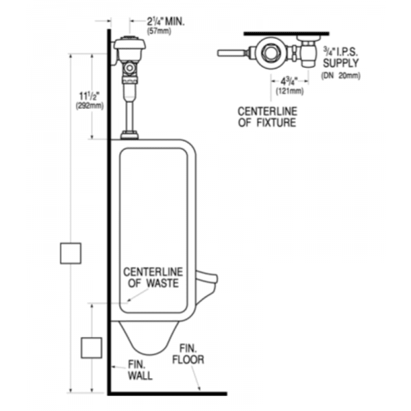 Fluxómetro Expuesto Royal, Suministro de 1 y Acople Con Taza de 1 1/24