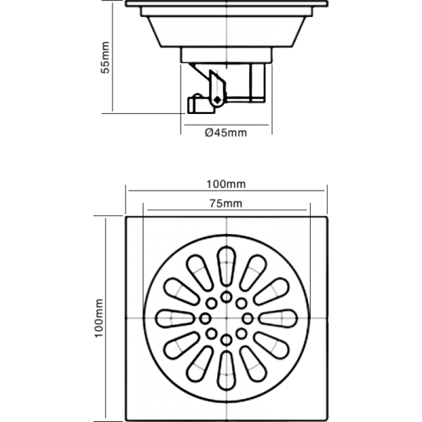 Pileta de Ac. Inox. Para Receptáculos en Obra Con Trampa de Olor y Salida de 1 1/2, 10 x 10 mm6