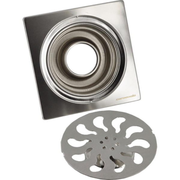 Pileta de Ac. Inox. Para Receptáculos en Obra Con Trampa de Olor y Salida de 1 1/2, 15 x 15 mm3