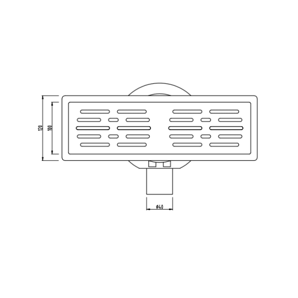 Pileta de Ac. Inox Para Receptáculos en Obra Con Trampa de PVC Salida Ø40 mm, 12 x 30 cm. Rejilla Rectangular Con Pernos3