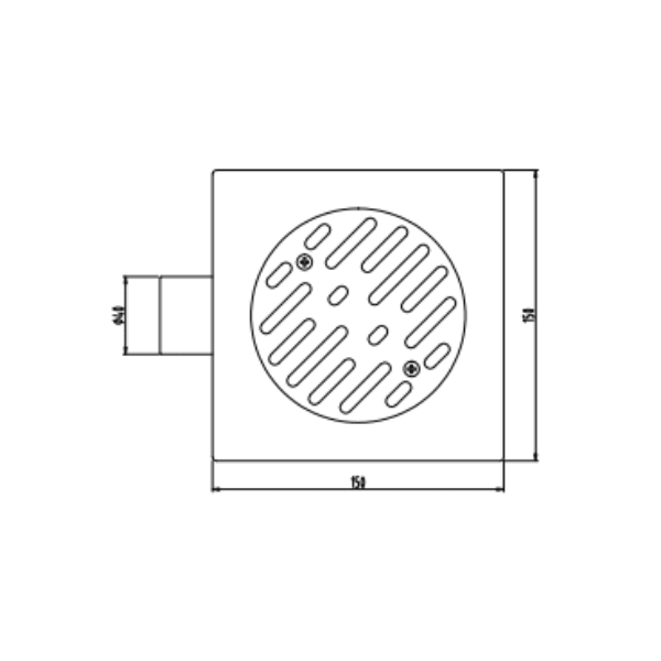 Pileta de Ac. Inox Para Receptáculos en Obra Con Trampa de PVC Salida Ø40 mm, 15 x 15 cm. Rejilla Cuadrada Con Pernos3