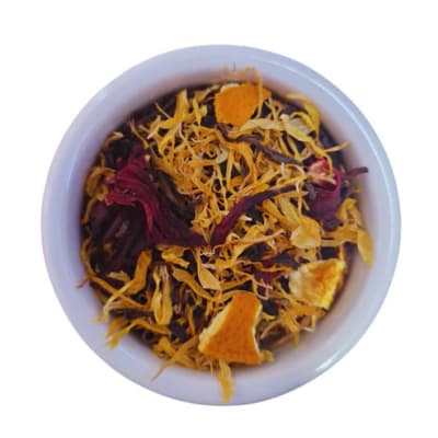 Atardecer Camellia (Té Rojo con flor de jamaica, caléndula y naranja)1