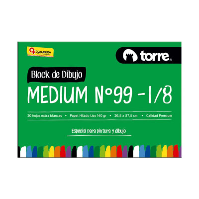 Block Dibujo Medium 99 1/8 20 Hojas Torre