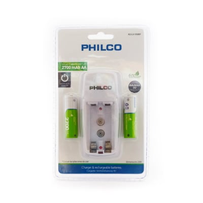 Cargador + 2 pilas AA 2700 mAh PHILCO