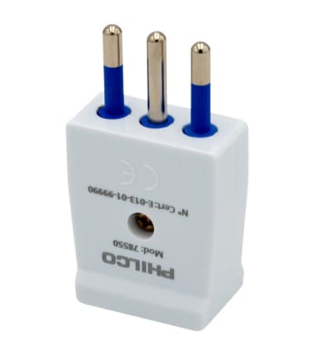 Enchufe macho vertical Philips 2P + T blanco