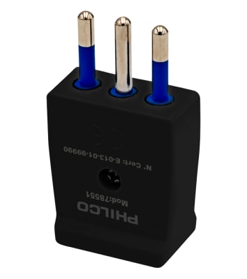 Enchufe macho vertical Philips 2P + T negro