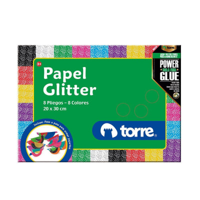 Carpeta escolar papel glitter Torre1