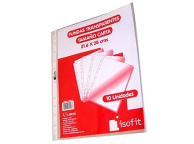 Funda plástica carta 10 unid. Isofit
