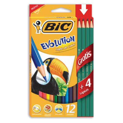 Lápices 12 colores Bic Evolution + 4 grafitos1