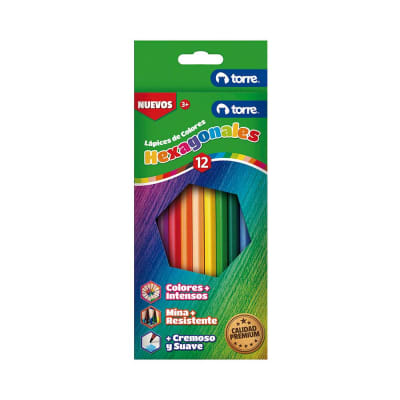 Lápices 12 colores hexagonal Torre