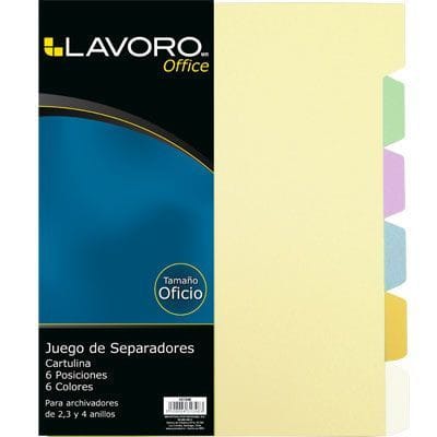 Separador oficio 6 divisiones 6 colores Lavoro1