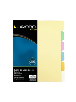 Separador Cartulina Carta 6 divisiones Lavoro