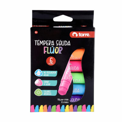 Témpera Sólida Fluor 6 colores Torre