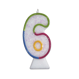 Vela cumpleaños glitter Big Party N° 6