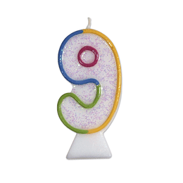 Vela cumpleaños glitter Big Party N° 91