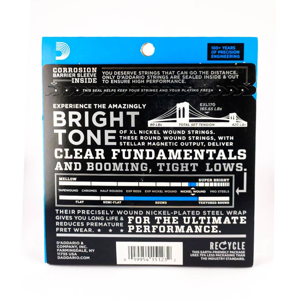 Cuerda de bajo eléctrico D`Addario EXL1701