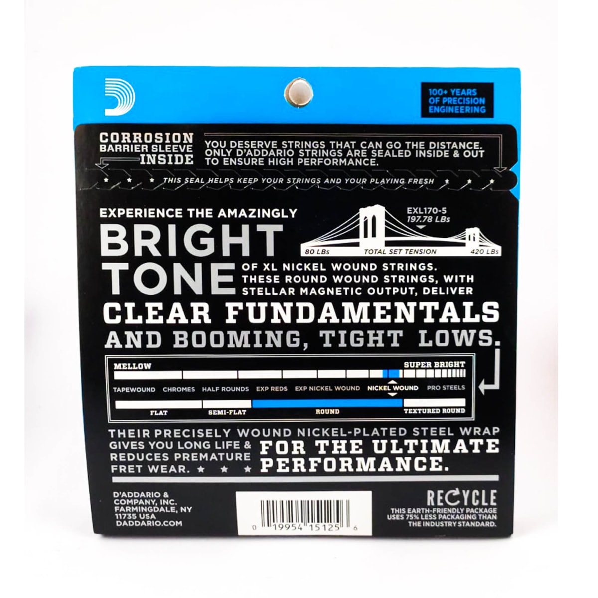 Cuerda de bajo eléctrico D`Addario EXL170-51