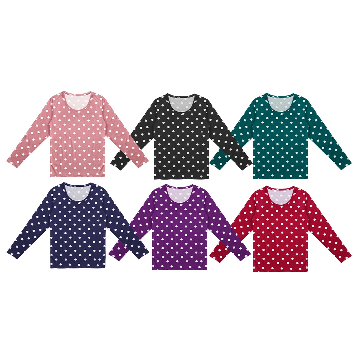 CAMISETA DE MUJER DISEÑO PUNTOS BLANCOS BAMBU 12 UNID Omas