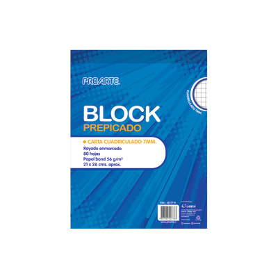 BLOCK CARTA CUADRICULADO 7MM PAPEL BOND 21X26CM | 10 UNID1