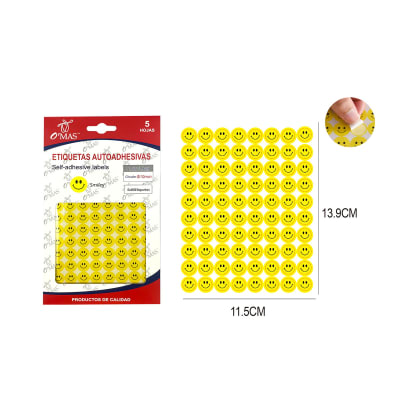 ETIQUETAS AUTOADHESIVA EMOJI AMARILLOS 10MM 5 HOJAS | 12 UNID1