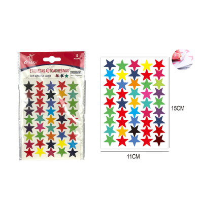 ETIQUETAS AUTOADHESIVA ESTRELLAS COLORIDAS 5 HOJAS | 24 UNID1
