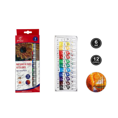 PINTURA ÓLEO  TUBOS 12 COLORES 6ML | 24 UNID1