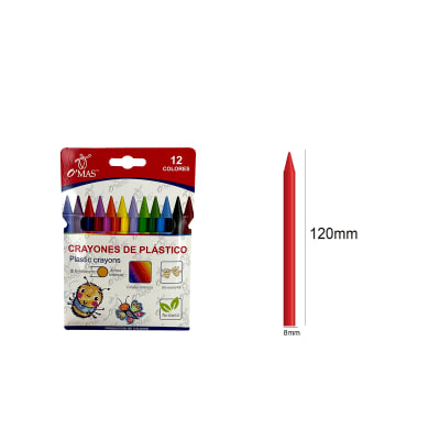 CRAYONES PLASTICOS 12 COLORES  120MM X 8MM | 24 UNID1