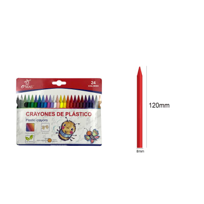 CRAYONES PLASTICOS 24 COLORES  120MM X 8MM | 24 UNID1