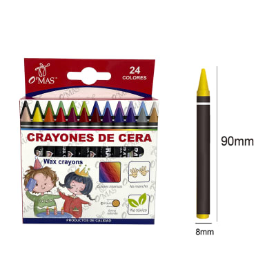 CRAYONES DE CERA 24 COLORES 90X8MM | 24 UNID1