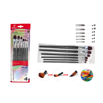 PINCELES PUNTA REDONDA 6PCS 2/4/6/8/10/12 | 6 UNID1