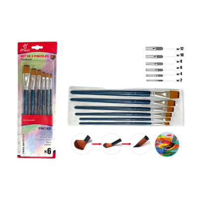 PINCELES PLANOS 6PCS 2/4/6/8/10/12 | 6 UNID1
