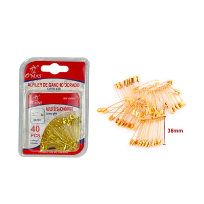 ALFILER DE GANCHO COLOR DORADO 36M 40PCS | 24 UNID1