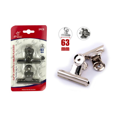 CLIP DE CARPETA O TABLERO PLATEADO 63 MM 2 PCS2