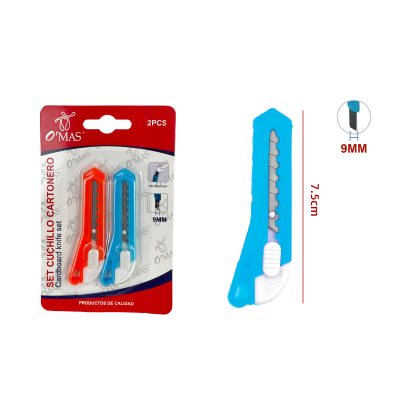 CUCHILLO CARTONERO 2PCS 9MM 7.5CM 1
