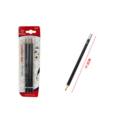 LAPIZ GRAFITO HEXAGONAL 2B 3PCS 17.5CM | 24 UNID1